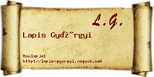 Lapis Györgyi névjegykártya