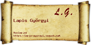 Lapis Györgyi névjegykártya